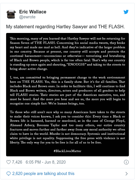 Hartley Sawyer The Flash Actor Fired Over Offensive Tweets Bbc News