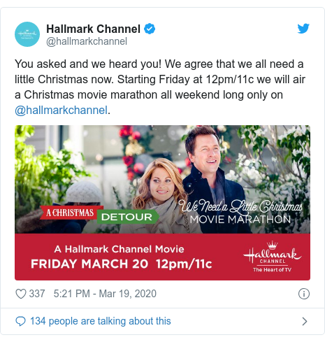 Coronavirus Hallmark Channel Plans Feelgood Christmas Movie