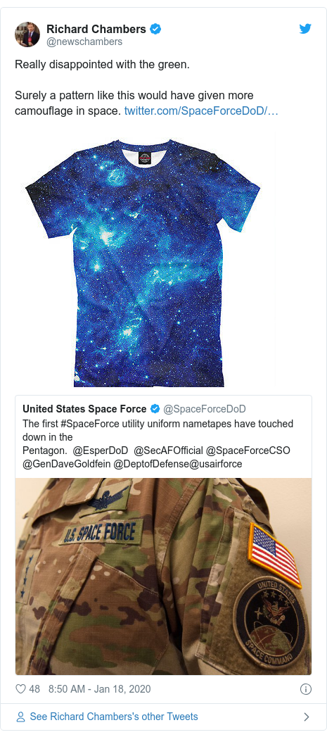 Us Space Force Mocked For Unveiling Camouflage Uniforms Bbc News