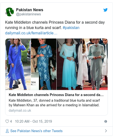 Pakistan Royal Visit Kate S Outfits Draw Diana Comparisons Bbc News
