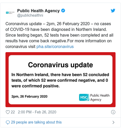 Coronavirus 52 Tests For Virus In Ni Come Back Negative Bbc News