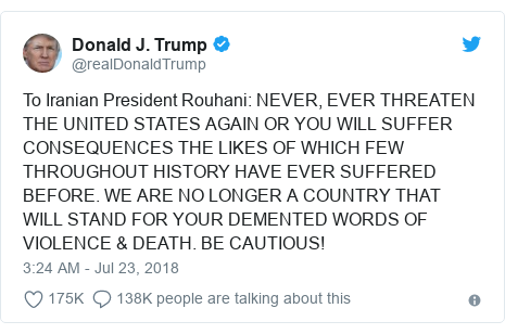 Trump Threatens Iran Twitter Responds With Jokes And Memes Bbc News