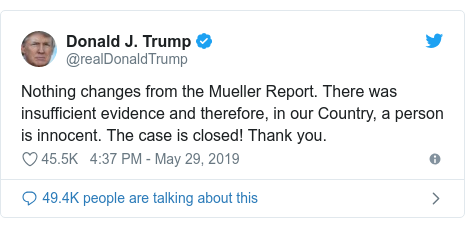Robert Mueller Charging Trump Was Not An Option Bbc News