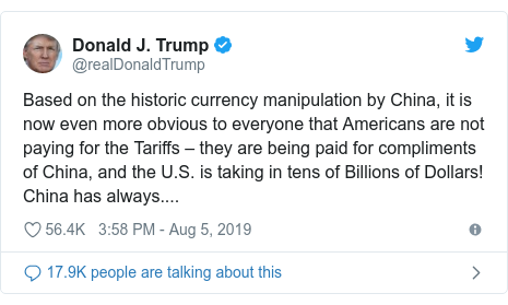 Us Officially Labels China A Currency Manipulator Bbc News