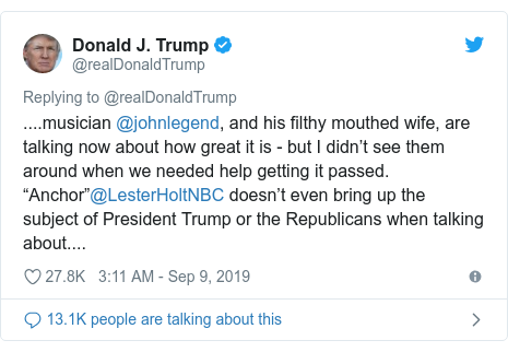 Chrissy Teigen Filthy Mouthed Says President Trump Bbc News