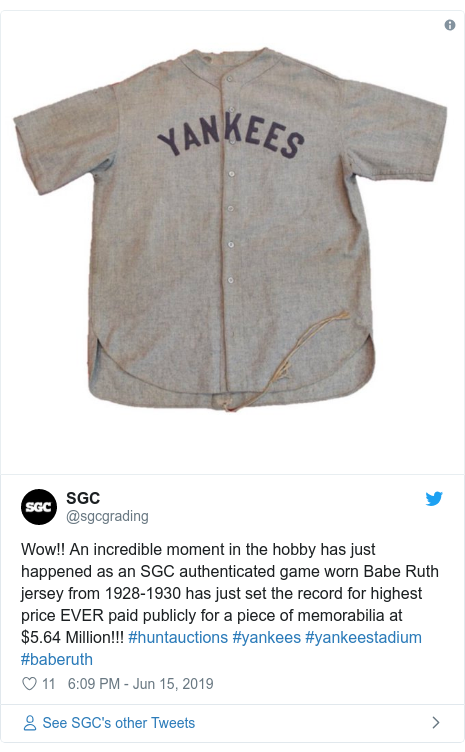 babe ruth jersey auction