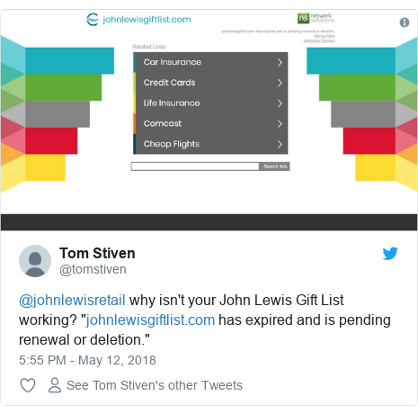 John Lewis Apologises After Wedding Gift List Site Disappears Bbc News