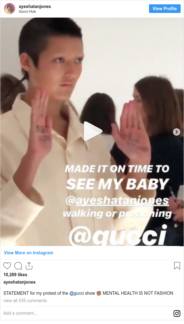 Gucci Model Donates Catwalk Fee To Mental Health Charities Bbc News