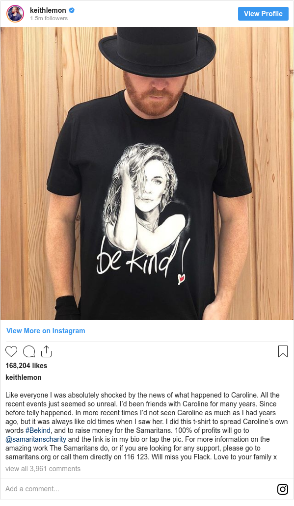 Keith Lemon Star Hits Out At Fake Caroline Flack T Shirts Being Sold Online Bbc News