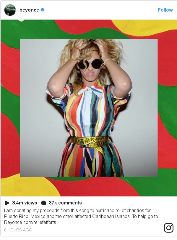 Beyonce Sings In Spanish On Charity Mi Gente Remix Bbc News