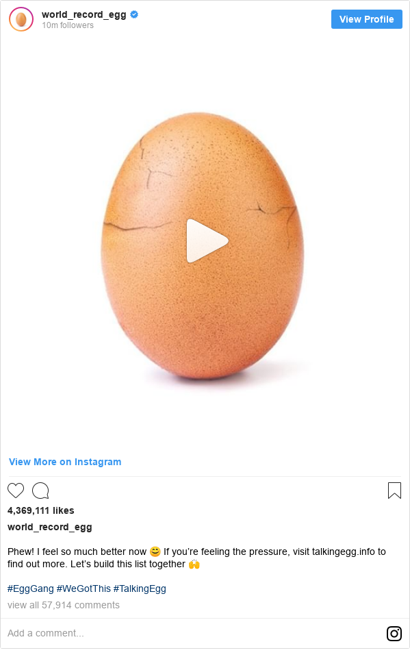 Instagram S Most Liked Egg Cracks To Reveal A Mental Health Advert
