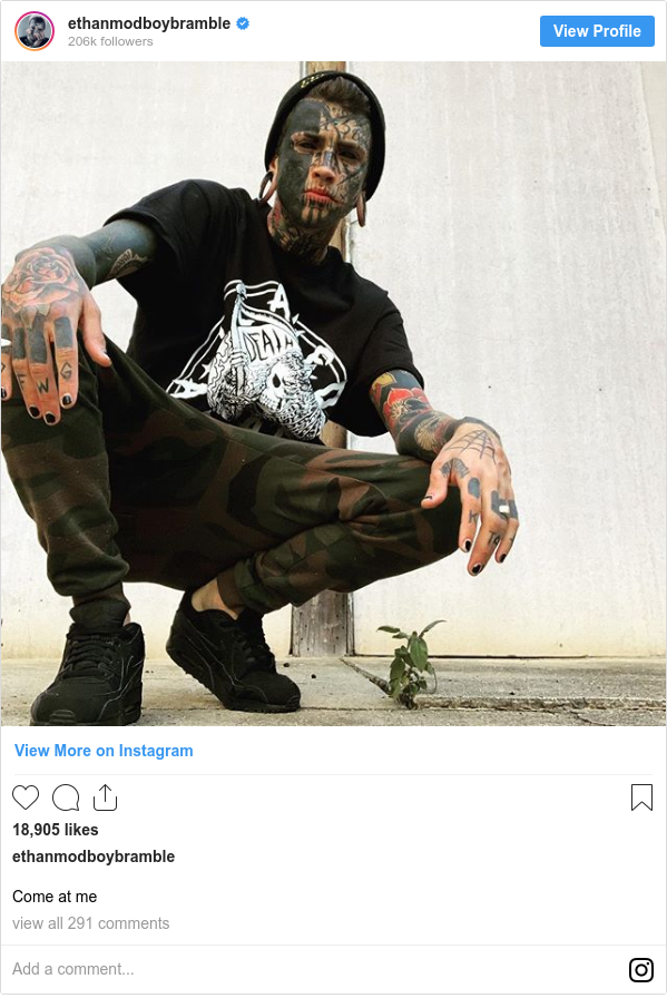 Ethan Bramble Tattooed Model Mocks Arrest Warrant In Australia