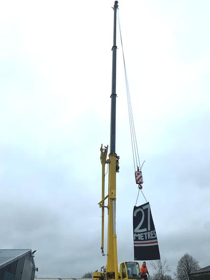 The crane loomed over a consultation meeting at Llandovery Rugby Club