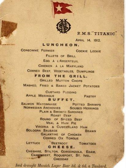 Last Titanic lunch menu sells for £58k at auction - BBC News