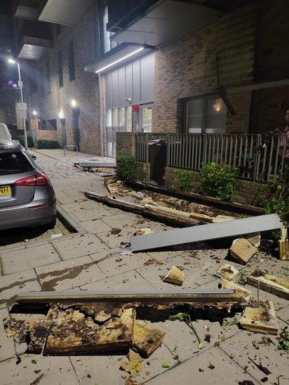 Barking: New-build balcony partially collapses on to pavement below ...