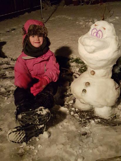 Apryl and Olaf the snowman