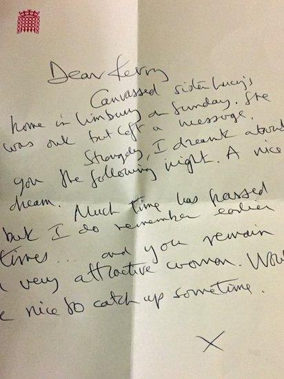 Letter on House of Commons notepaper