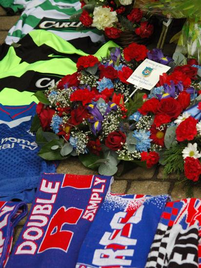 floral tributes to Ibrox disaster