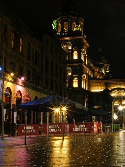 Glasgow city centre at night