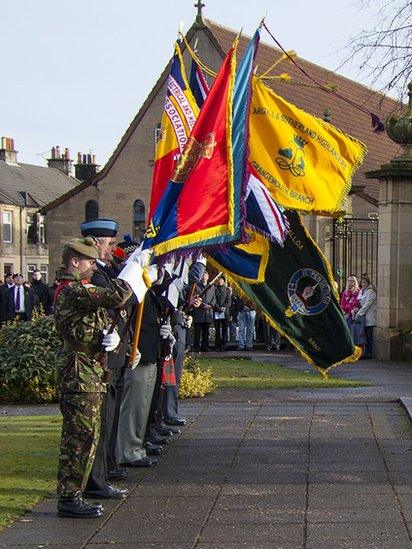 Flag bearers at the Royal British Legion's service of remembrance