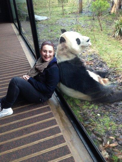 Naomi and a giant panda