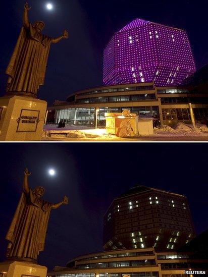 Earth Hour at the National Library of Belarus in Minsk