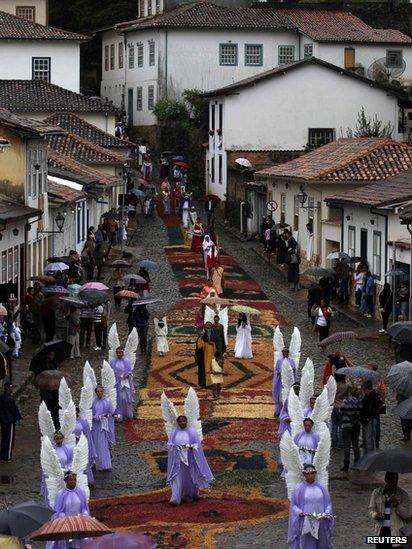 Easter Sunday procession in the historic Brazilian city of Ouro Preto