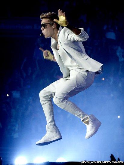 Justin Bieber performs at The Staples Centre in California