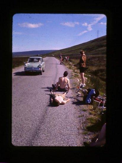 Cyclists on the A9 in July 1966