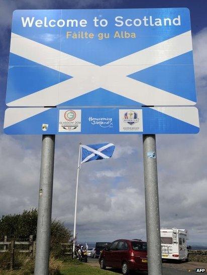 Welcome to Scotland border sign