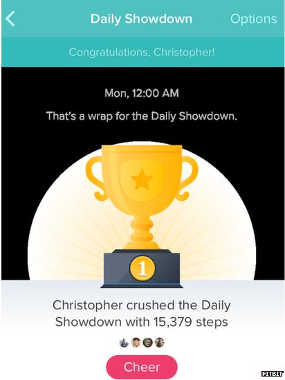 A screengrab from a Fitbit challenge