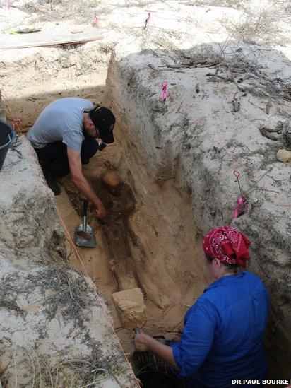 Experts excavating the skeleton