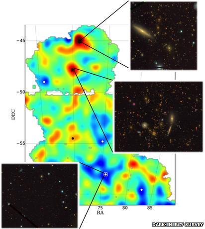 dark matter map with galaxy images