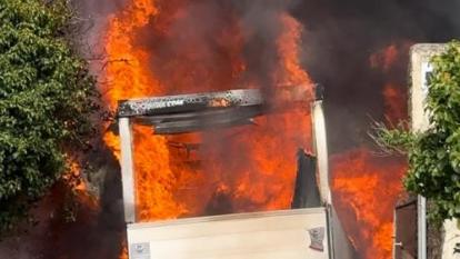 Van on fire on Winners Road, Paignton