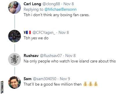 Twitter reaction to Tommy Fury's return