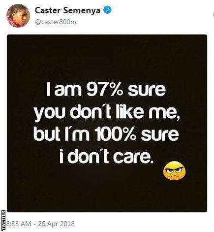Caster Semenya tweet