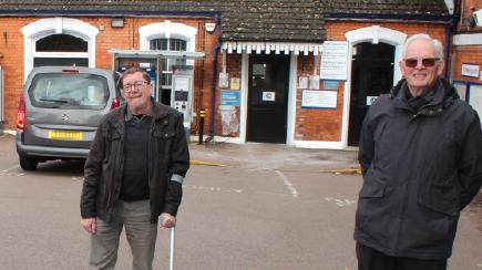 Ian Cook with Arthur Taylor at Flitwick railway station 