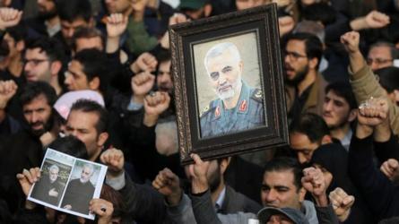 Protest in Tehran against the killing of Qasem Soleimani (3 Jan)