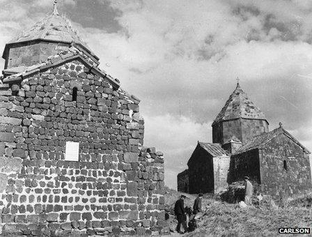 Ancient churches on the island of Sevan, in Lake Sevan, Armenia
