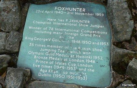 Plaque to Foxhunter's memory
