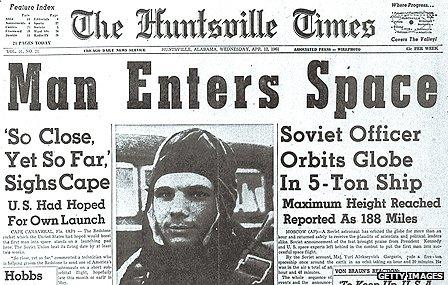 Newspaper reporting of Gagarin's space voyage