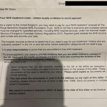 An NHS letter