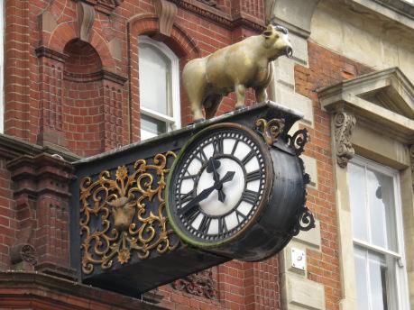 The old John Bull jewellers sign on Bedford's High Street
