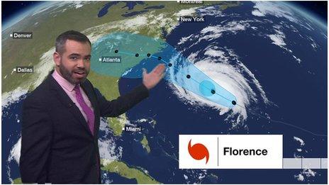Forecast track of Hurrican Florence