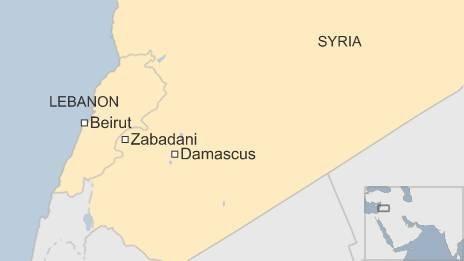 Syria map showing Zabadani