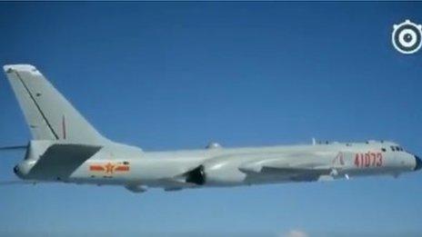 H-6K bomber flies over South China Sea