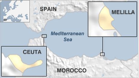 Map of Ceuta and Melilla