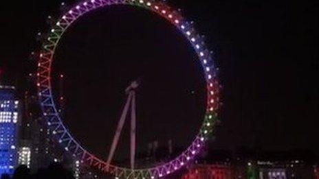 The London Eye lit up to mark Diwali