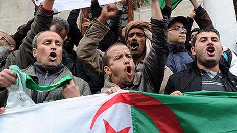 Anti-Bouteflika demonstrators in Algeria in 2014