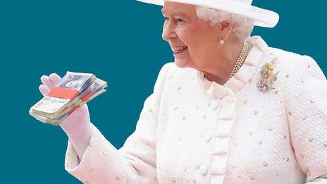 Photoshopped image: Queen holds £20 notes